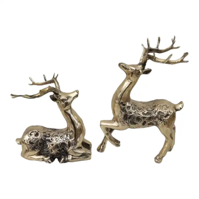 مجسمه برنجی مدل گوزن کد H-2068 بسته 2 عددی