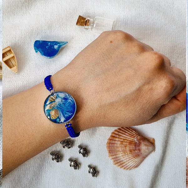 دستبند مدل رزینی طرح دریا کد 4 دستبند مدل رزینی طرح دریا کد 4