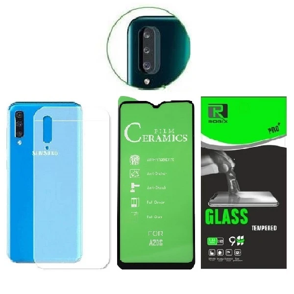 محافظ صفحه نمایش و پشت گوشی روبیکس مدل CR-A20sمناسب برای گوشی موبایل سامسونگ Galaxy A20s به همراه محافظ لنز دوربین