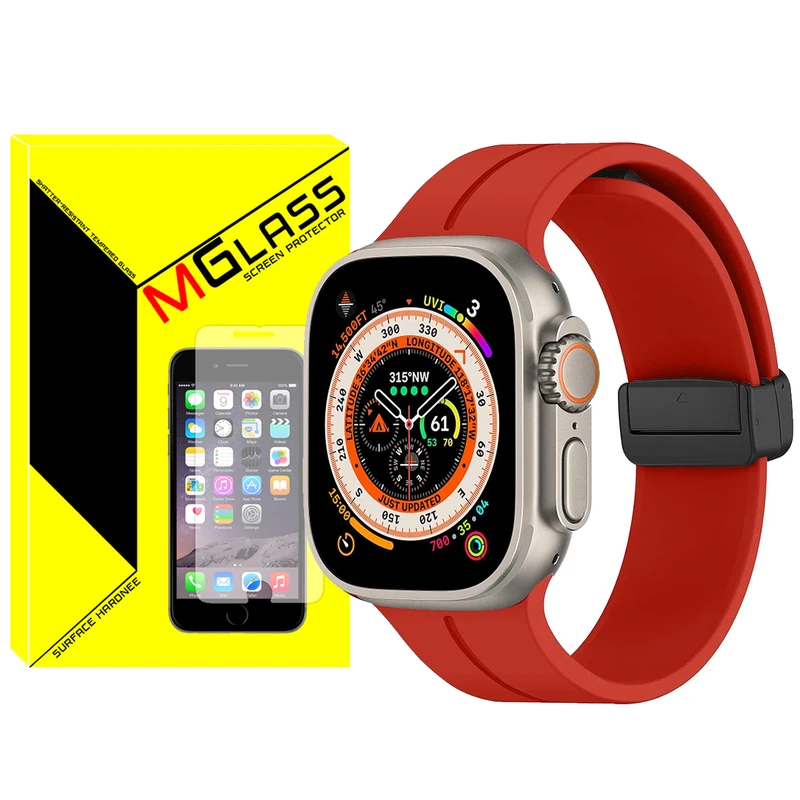 بند ام‌گلس مدل Magnetic-ORG-MG مناسب برای ساعت هوشمند ویرفیت HK8 pro max / HK9 Ultra 2 / T900 Ultra