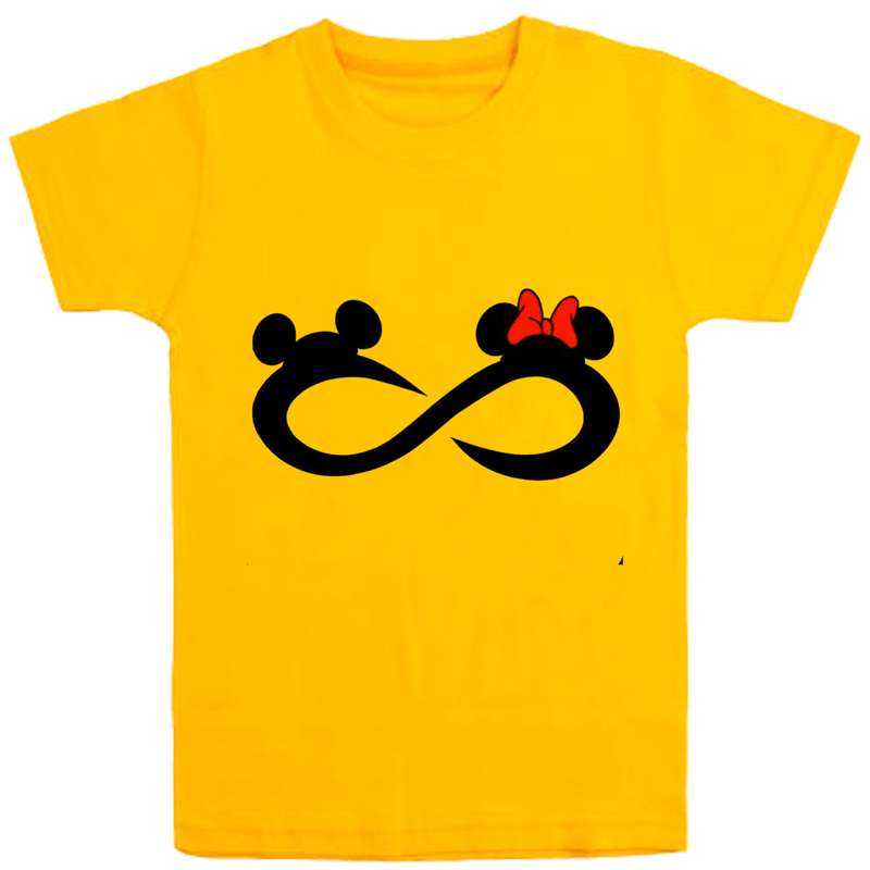 تی شرت آستین کوتاه دخترانه مدل بی نهایت D82 رنگ زرد