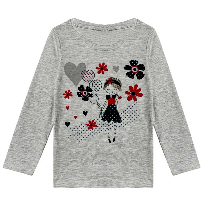 تی شرت آستین بلند دخترانه مدل دختر و گل F155