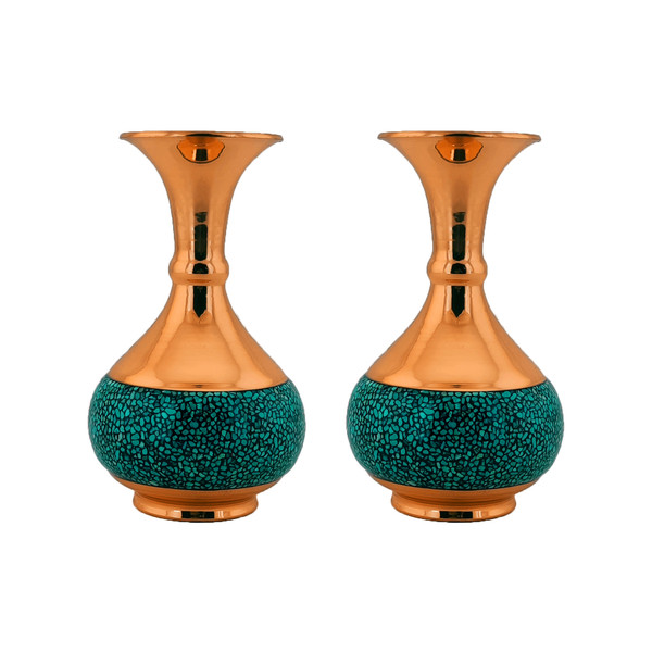 گلدان فیروزه کوبی حامد کریمی طرح شلغمی کد hf199 مدل 1 بسته دو عددی