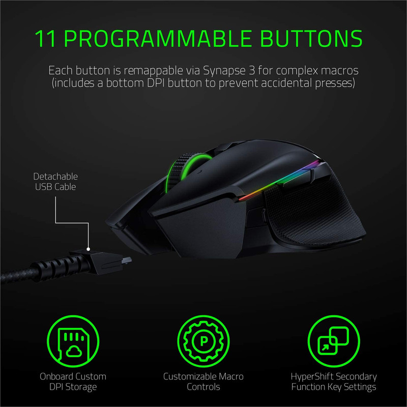ماوس بی سیم مخصوص بازی ریزر مدل Basilisk Ultimate به همراه پایه شارژر