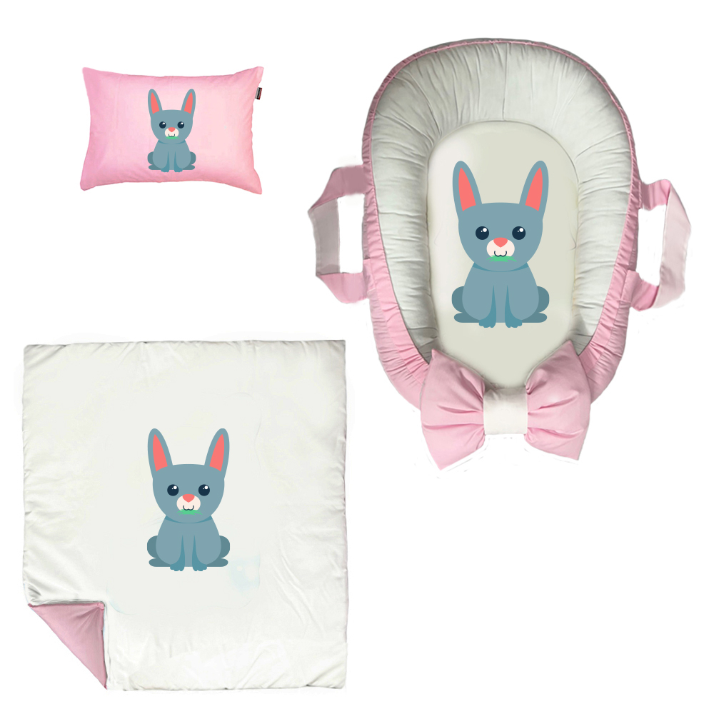 سرویس خواب سه تکه نوزاد مدل گارد محافظ دار طرح خرگوش کد 0014