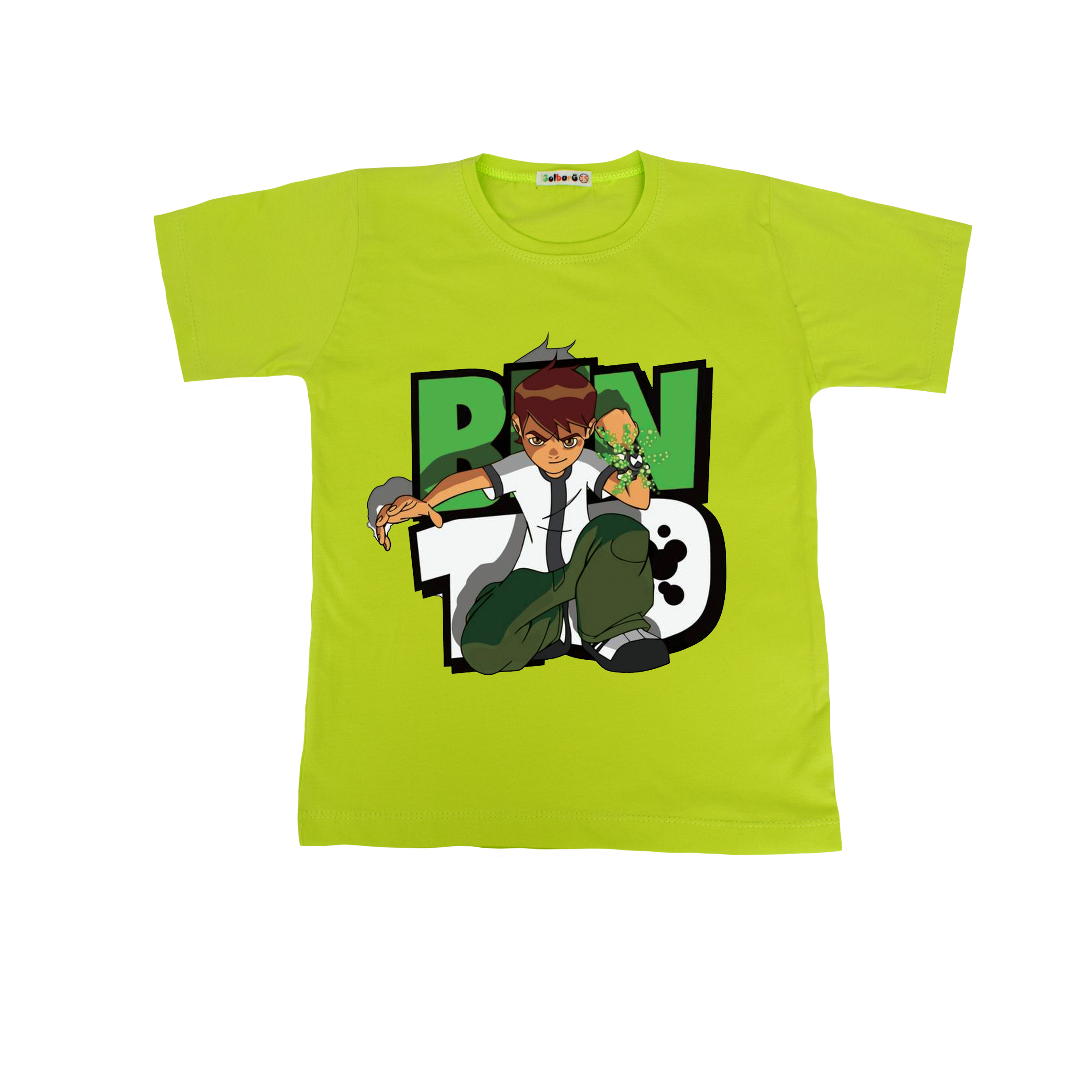 تی شرت آستین کوتاه پسرانه مدل بن تن رنگ سبز فسفری