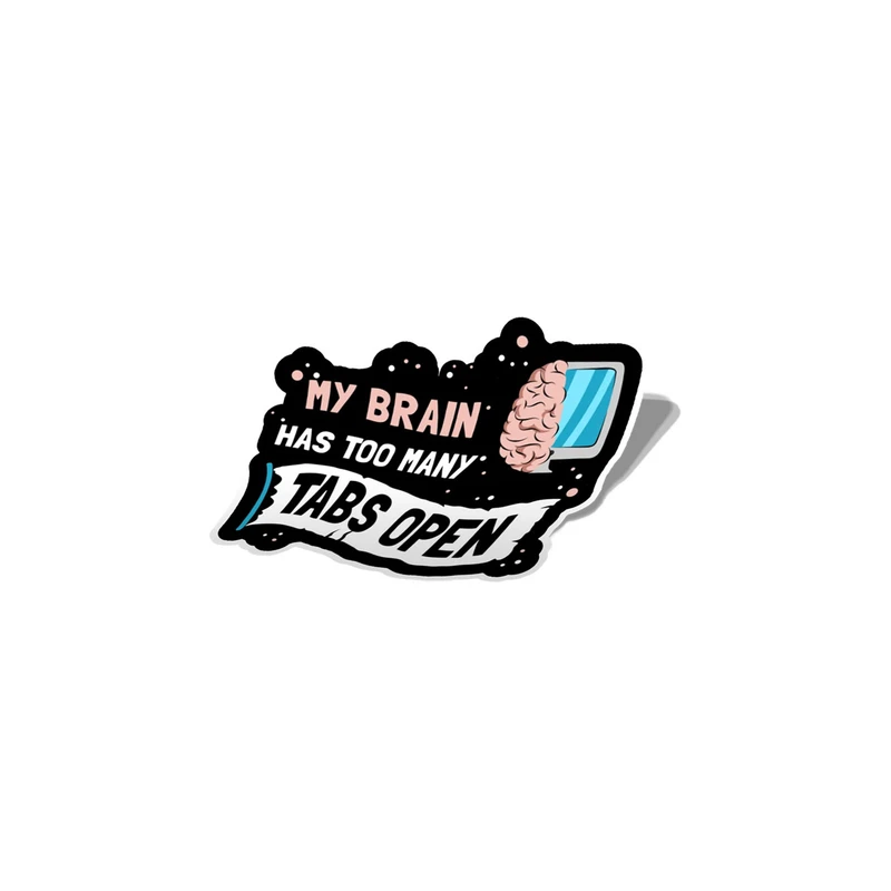 استیکر لپ تاپ لولو طرح ذهنم خیلی تب باز داره MY BRAIN HAS TOO MANY TABS OPEN کد 815