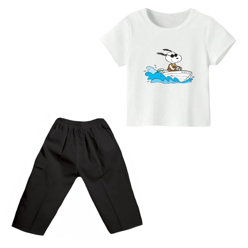 ست تی شرت و شلوارک پسرانه مدل اسنوپی کد ۶۲