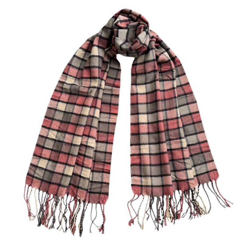 شال گردن زنانه مدل موهر چهارخانه مربعی ریز ریش ریشی کد 14