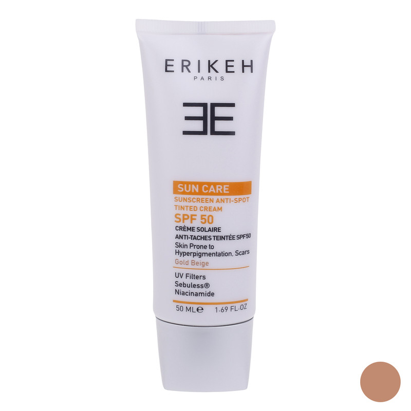 کرم ضد آفتاب رنگی اریکه SPF50 مدل Anti-Spot ‌مناسب انواع پوست‌ حجم 50 میلی‌لیتر