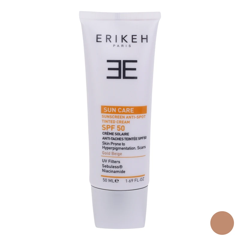 کرم ضد آفتاب رنگی اریکه SPF50 مدل Anti-Spot مناسب انواع پوست حجم 50 میلیلیتر