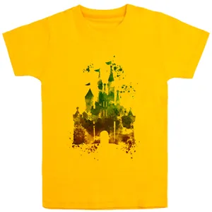 تی شرت آستین کوتاه دخترانه مدل شهر D161 رنگ زرد