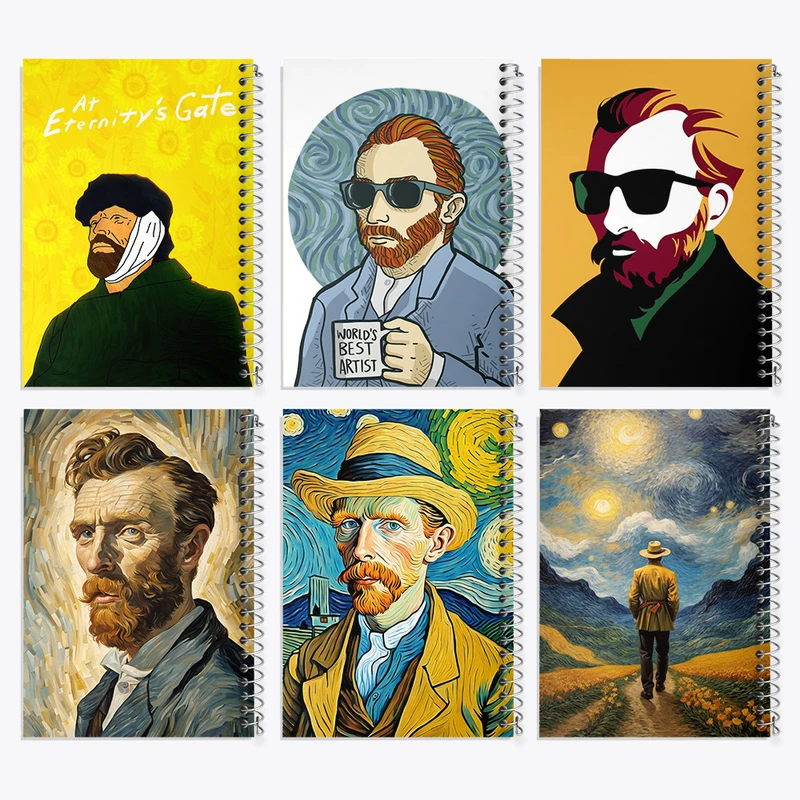 دفتر مشق 100 برگ خندالو طرح ونسان ونگوگ کد 895 مجموعه 6 عددی