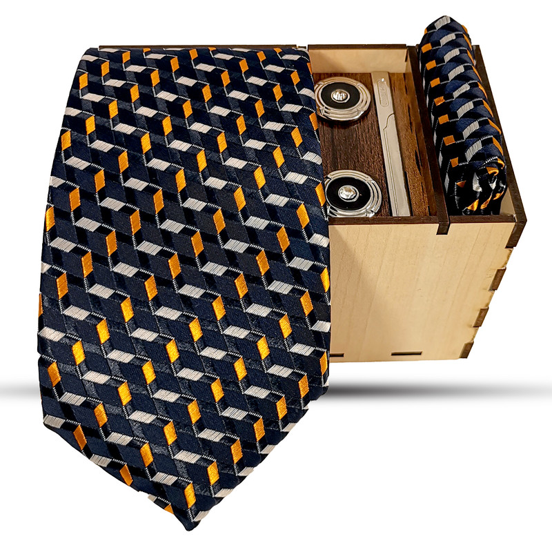 ست کراوات و دستمال جیب و دکمه سردست و گیره کراوات مردانه مدل 522