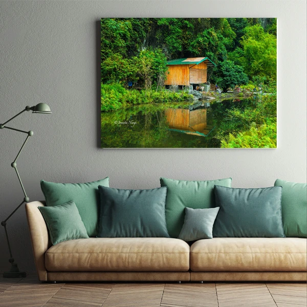 پوستر دیواری طرح کلبه و دریاچه مدل ZB220