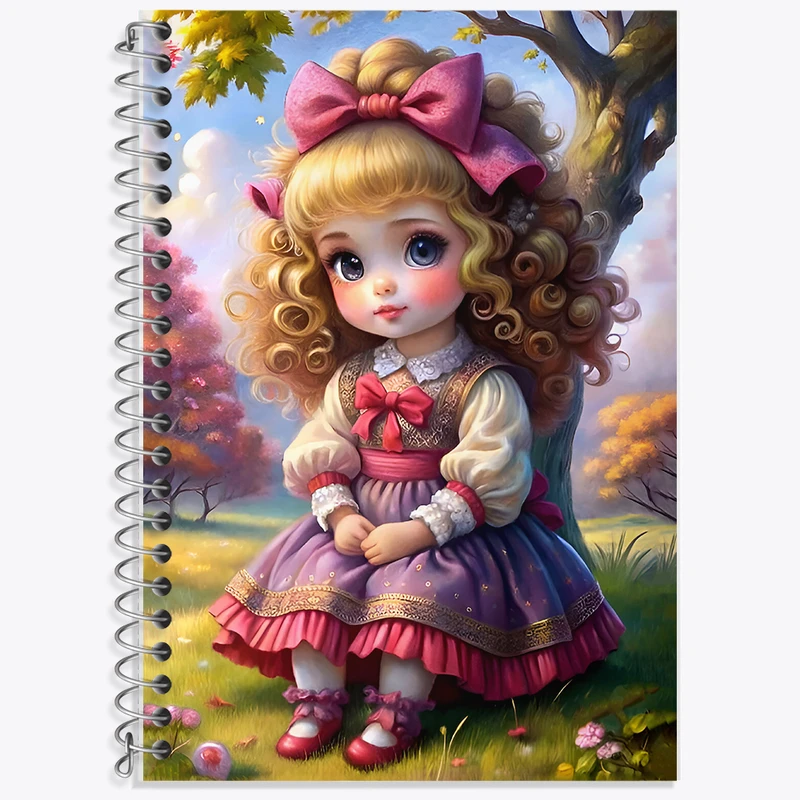 دفتر زبان 50 برگ خندالو مدل دو خط طرح دخترانه کیوت کد F7078