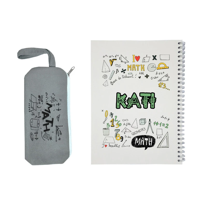 دفتر مشق 50 برگ طرح ریاضی مدل کتی به همراه جامدادی