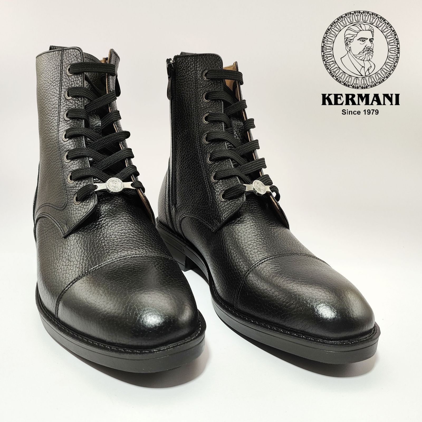 نیم بوت مردانه کرمانی مدل چرم دستدوز طبیعی فلوتر کد 655 رنگ مشکی -  - 5