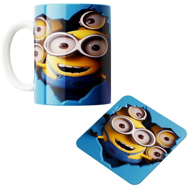 ماگ پاد آفرین مدل مینیون ها کد z244 به همراه زیر لیوانی