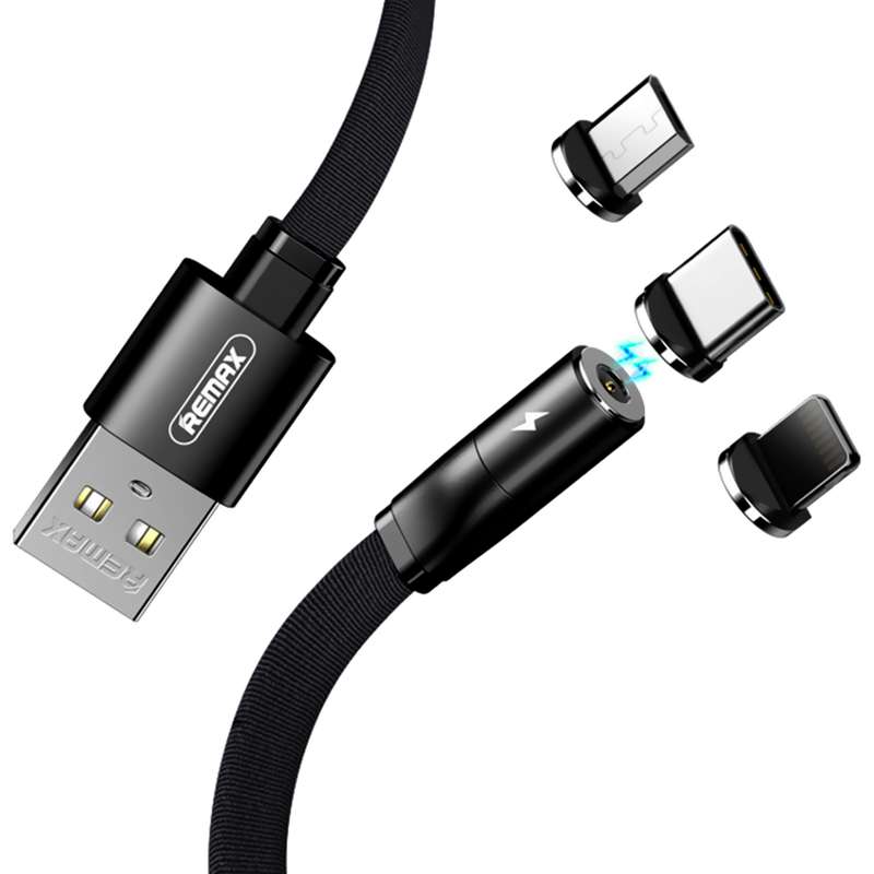کابل تبدیل مغناطیسی USB به لایتنینگ/ Micro-USB/ USB-C  ریمکس مدل RC-169th طول 1 متر