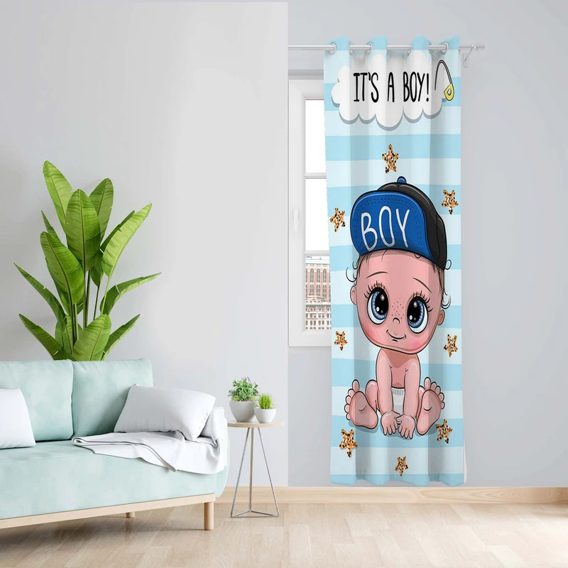 پرده طرح کودک مدل مخمل پانچی کد 5382R z سایز 140x200 سانتی متر