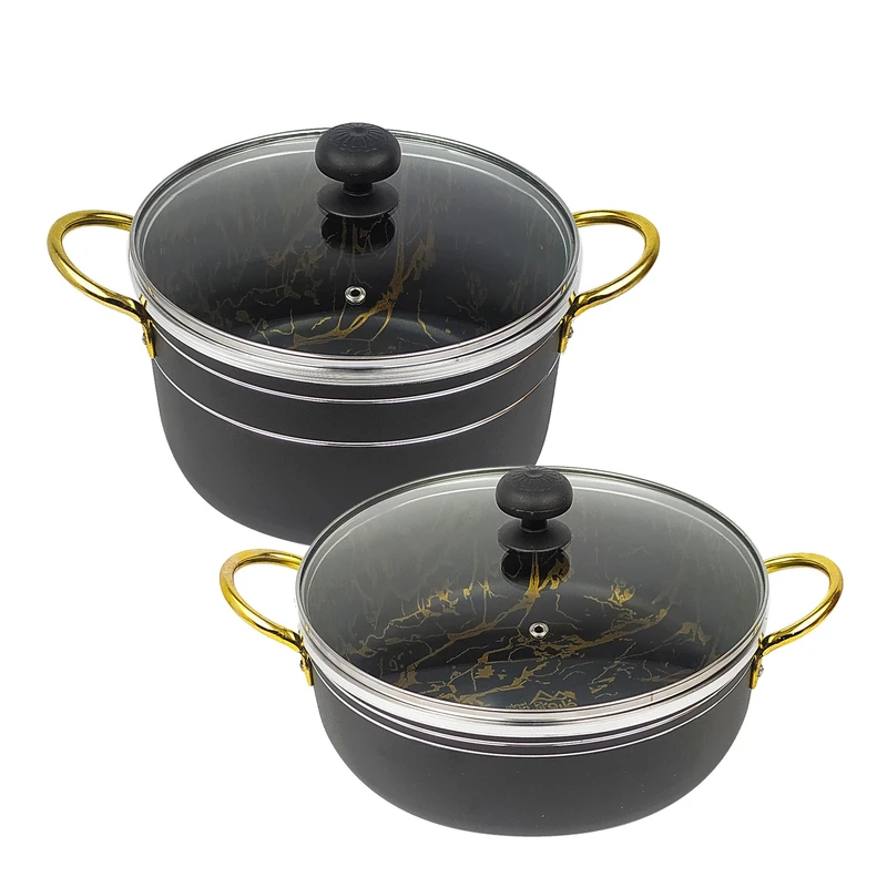 سرویس قابلمه و تابه گرانیت 4 پارچه ظرف سازان اسدیان مدل ماربل