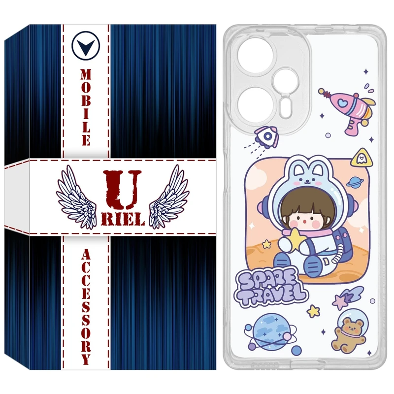 کاور یوریل مدل Clear کد 9 طرح دختر فضانورد مناسب برای گوشی موبایل شیائومی Poco F5