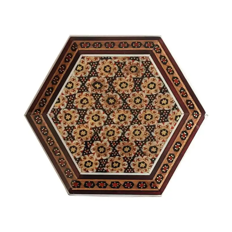 جعبه جواهرات خاتم کاری مدل شش گوش کد J6