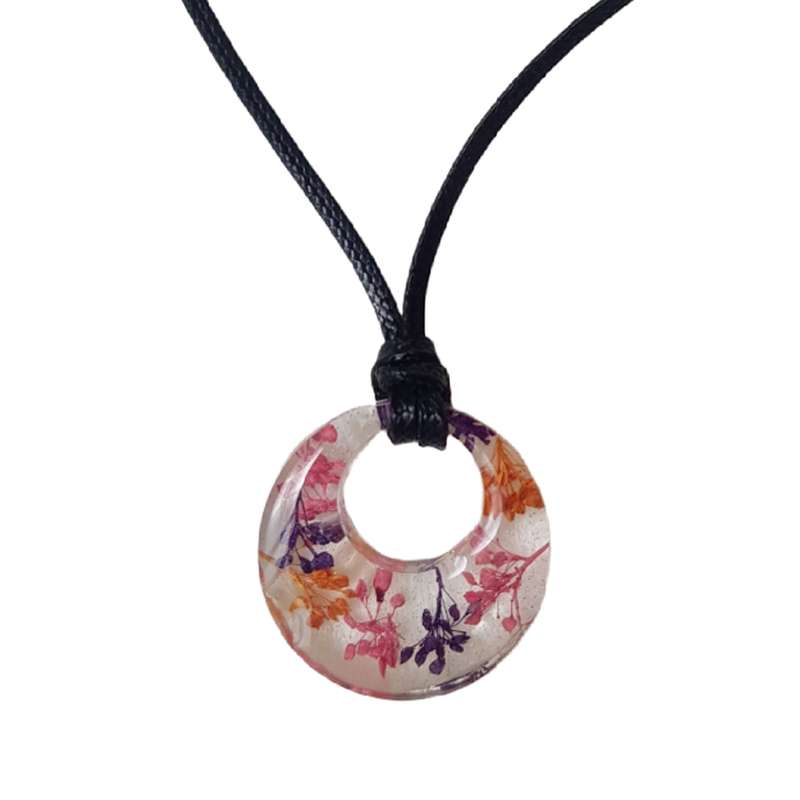 گردنبند دخترانه مدل رزینی گل خشک