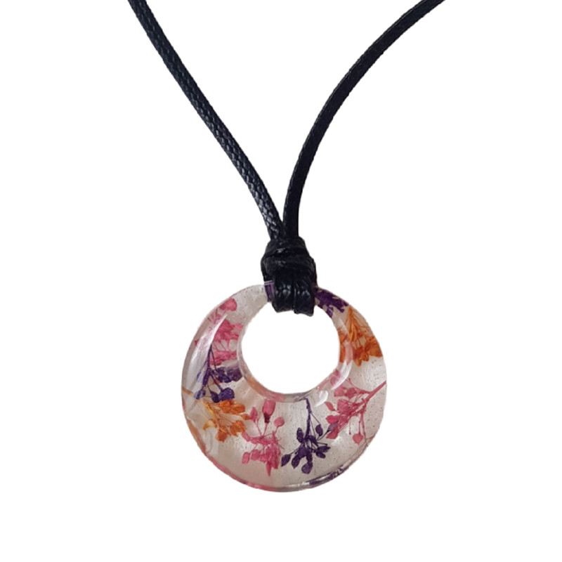 گردنبند دخترانه مدل رزینی گل خشک