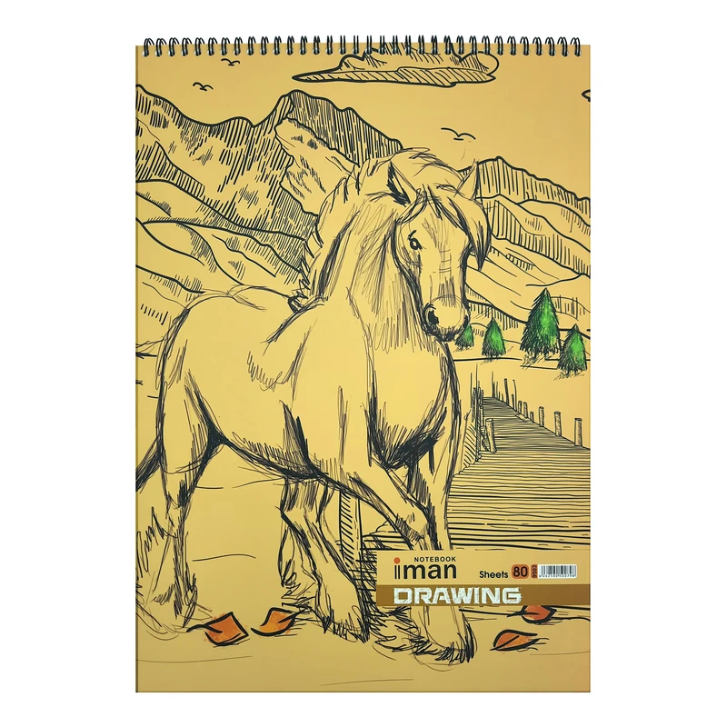 دفتر طراحی 80 برگ ایمان طرح اسب کد 9503