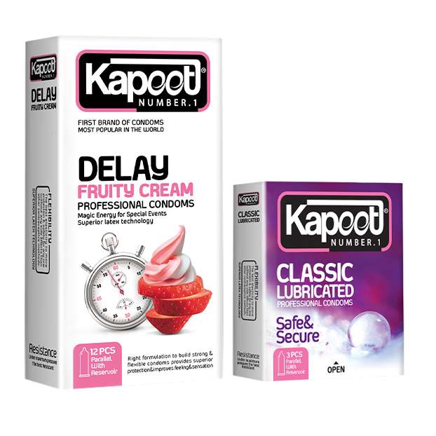 کاندوم کاپوت مدل Delay Fruity Cream بسته 12 عددی به همراه کاندوم کاپوت مدل Classic Lubricated بسته 3 عددی کاندوم کاپوت مدل Delay Fruity Cream بسته 12 عددی به همراه کاندوم کاپوت مدل Classic Lubricated بسته 3 عددی