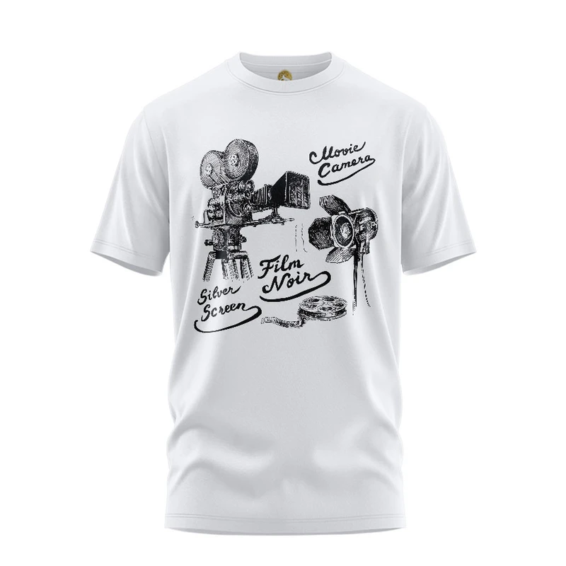 تی شرت آستین کوتاه زنانه هومرو مدل TW504 طرح سینما و فیلمبرداری