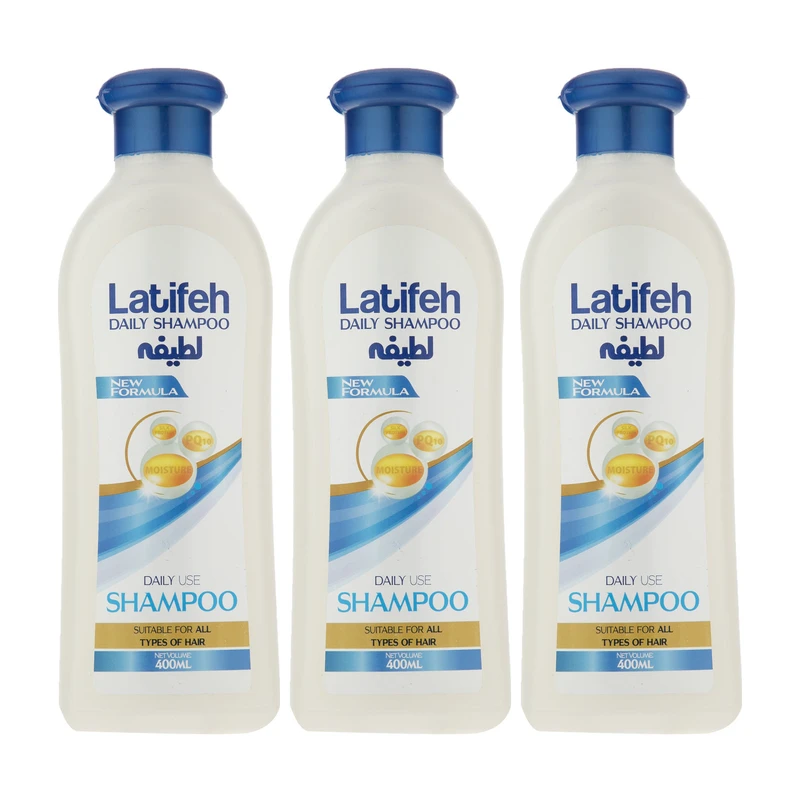 شامپو مو لطیفه مدل Daily حجم 400 میلی لیتر بسته 3 عددی 