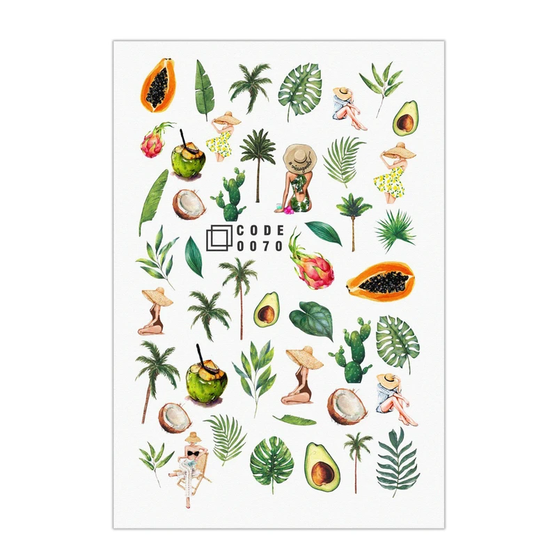 برچسب لنز ناخن مدل برگ انجیری کد 70