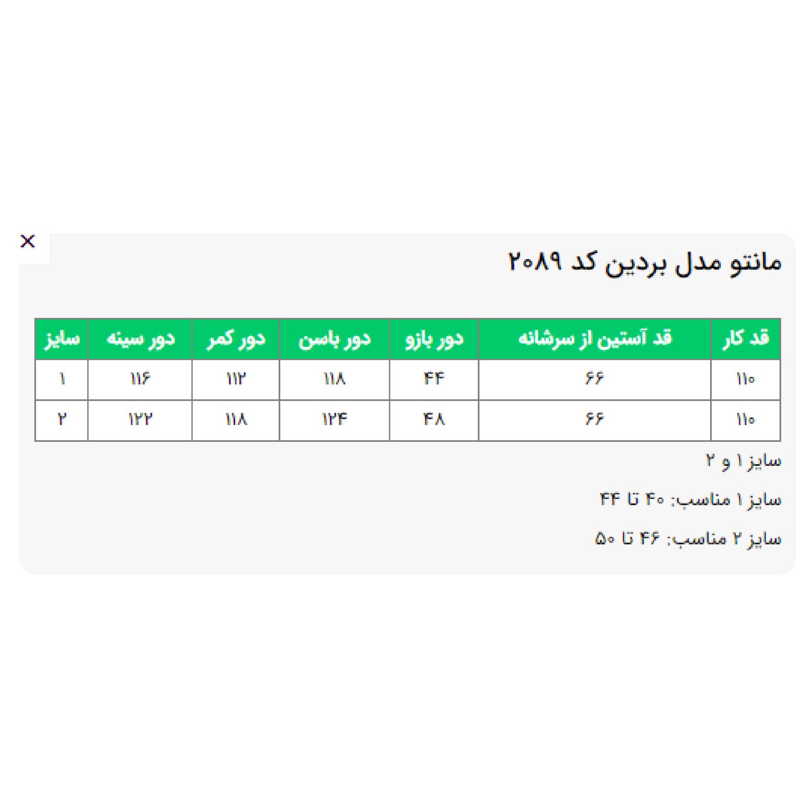 مانتو زنانه السانا مدل بردین کد 208919 -  - 7