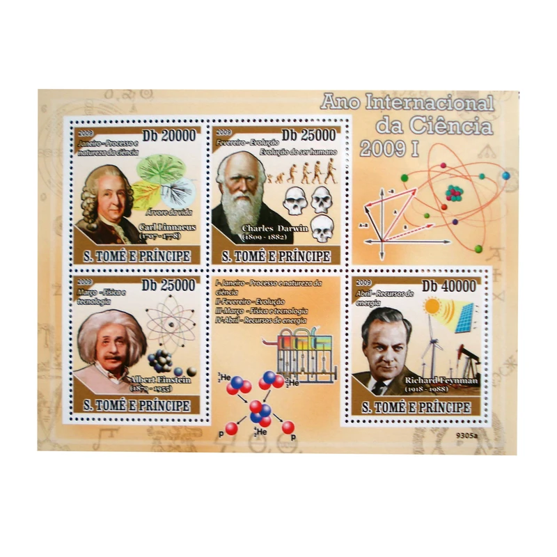 تمبر یادگاری مدل مشاهیر علم فیزیک کد F-914 مجموعه 4 عددی