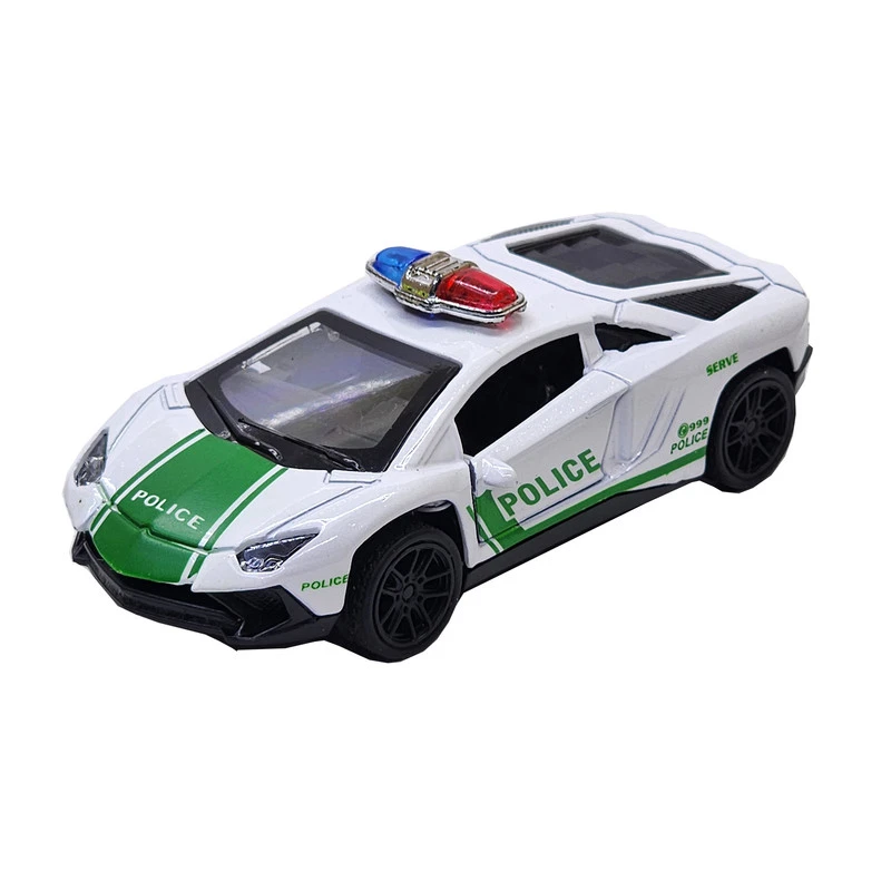 ماشین بازی ناب سل مدل لامبورگینی پلیس فلزی عقب کش کد Die-cast metal Lamborghini police pull-back toy car