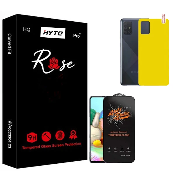 محافظ صفحه نمایش هیتو مدل Rose Antistatic Touch مناسب برای گوشی موبایل سامسونگ galaxy a71 به همراه محافظ پشت گوشی