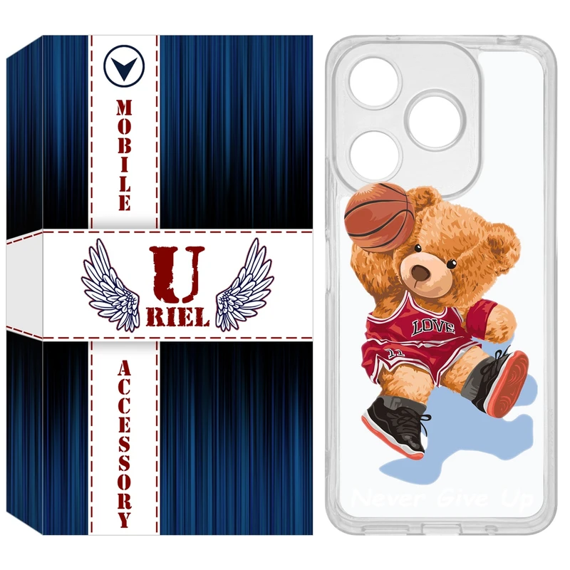 کاور یوریل مدل Clear کد 63 طرح خرس ورزشکار مناسب برای گوشی موبایل شیائومی Redmi 13X / 13 / Poco M6 4G