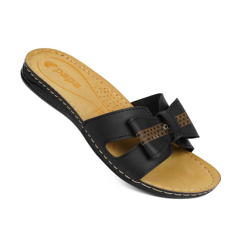 دمپایی زنانه پاپا مدل پاپیون رنگ مشکی