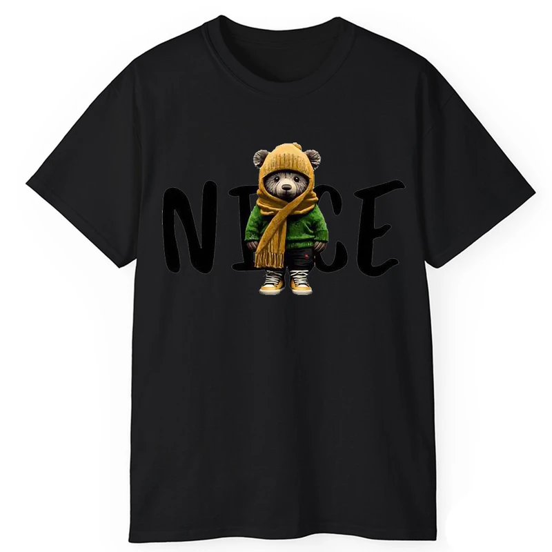 تی‌شرت آستین کوتاه مردانه پاد آفرین مدل خرس شال گردنی