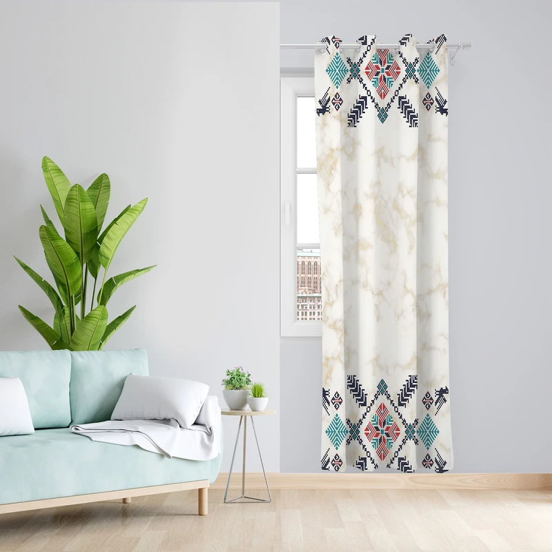 پرده طرح حاشیه دار مدل مخمل پانچی کد 4111 z سایز 140x200 سانتی متر