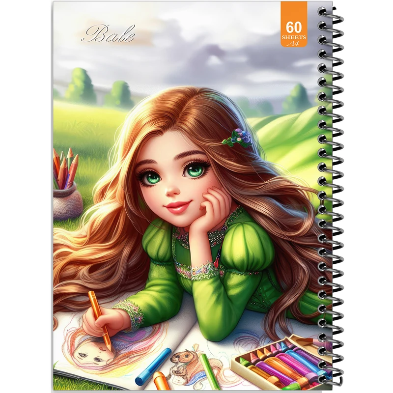 دفتر نقاشی 60 برگ انتشارات بله طرح فانتزی دختر طراح کد A4-O99