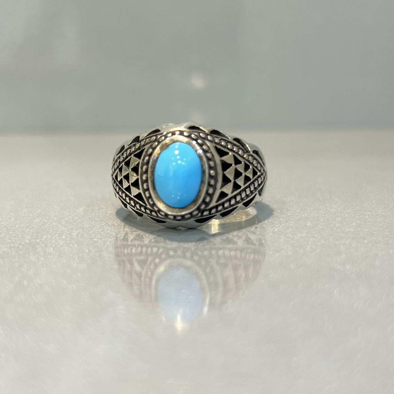 انگشتر نقره مردانه مدل اسپرت نگین فیروزه نیشابوری 168 - - 2