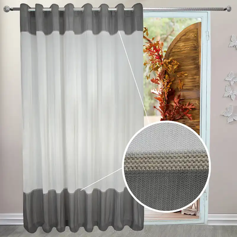 پرده تیکو دکو مدل کتان هرینگ دورنگ ژوردار سایز 300x275 سانتی متر