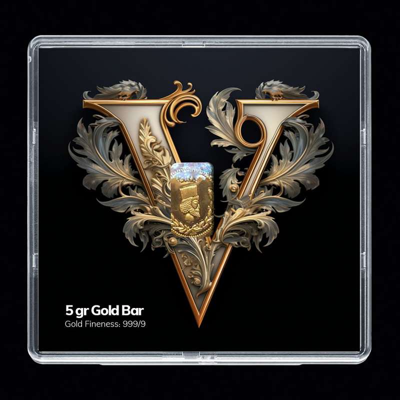 شمش طلا 24 عیار مدوپد مدل حرف V کد SH-10494