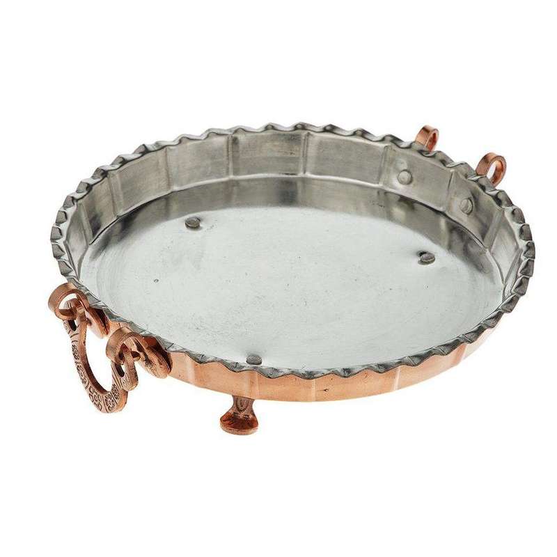 سینی مسی مدل پایه دار طرح لبه کنگره کد AZ_R02