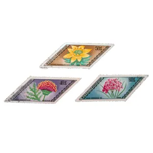 تمبر یادگاری مدل گل كد bc-2112 مجموعه 3 عددي