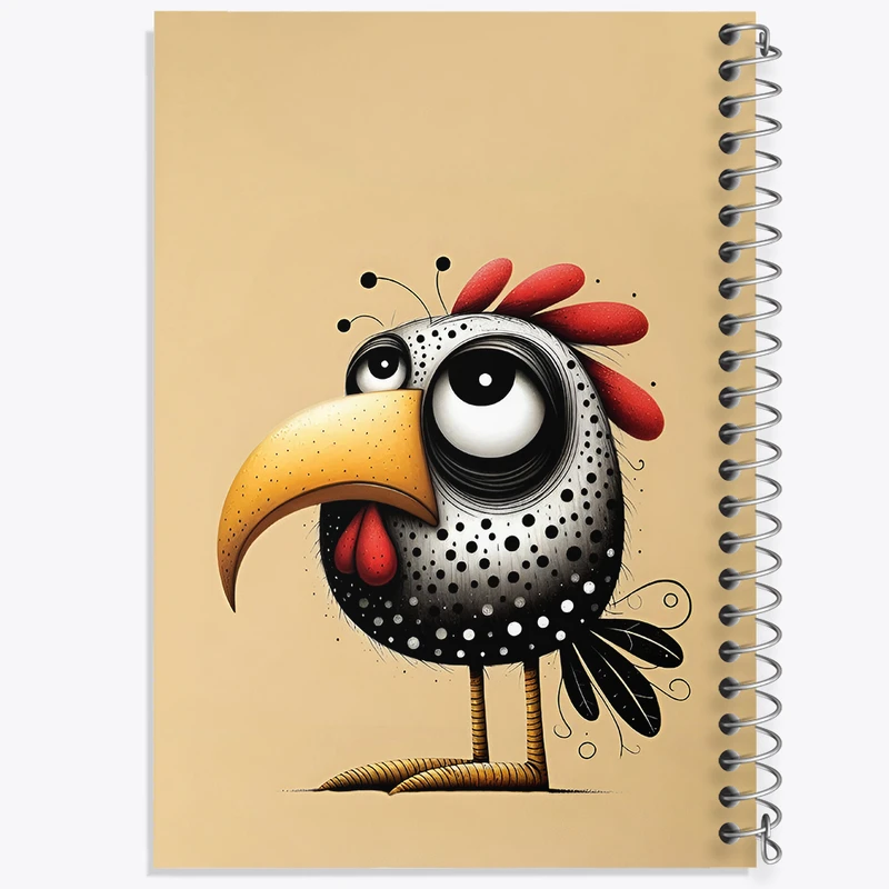 دفتر ژورنال نویسی 50 برگ خندالو مدل نقطه ای طرح پرنده ی خسته کد N5527